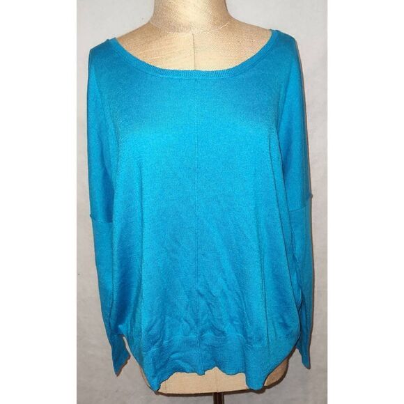 h.one teal wool blend drop shoulder sleeve. Size Large. - Picture 1 of 6